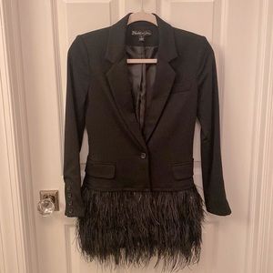 Elizabeth and James blazer with feather skirt